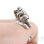 Yorkshire Terrier Dog Shaped Animal Wrap Around Ring in Silver | Sizes 5 to 8 | DOTOLY