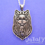 Yorkshire Terrier Puppy Dog Portrait Pendant Necklace in Silver | Animal Jewelry | DOTOLY