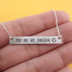 You are My Sunshine Minimal Bar Pendant Necklace in Silver or Gold
