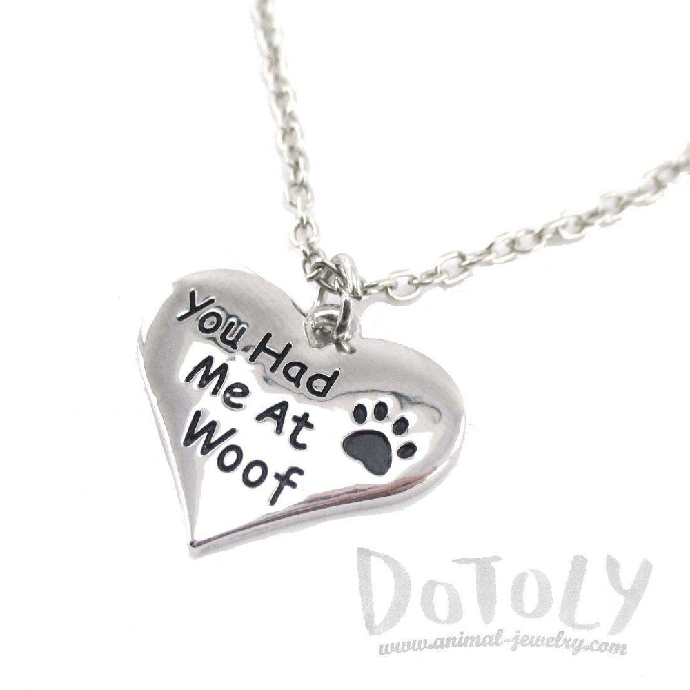 "You Had me at Woof" Heart Shaped Pendant Necklace | Gifts for Dog Lovers | DOTOLY
