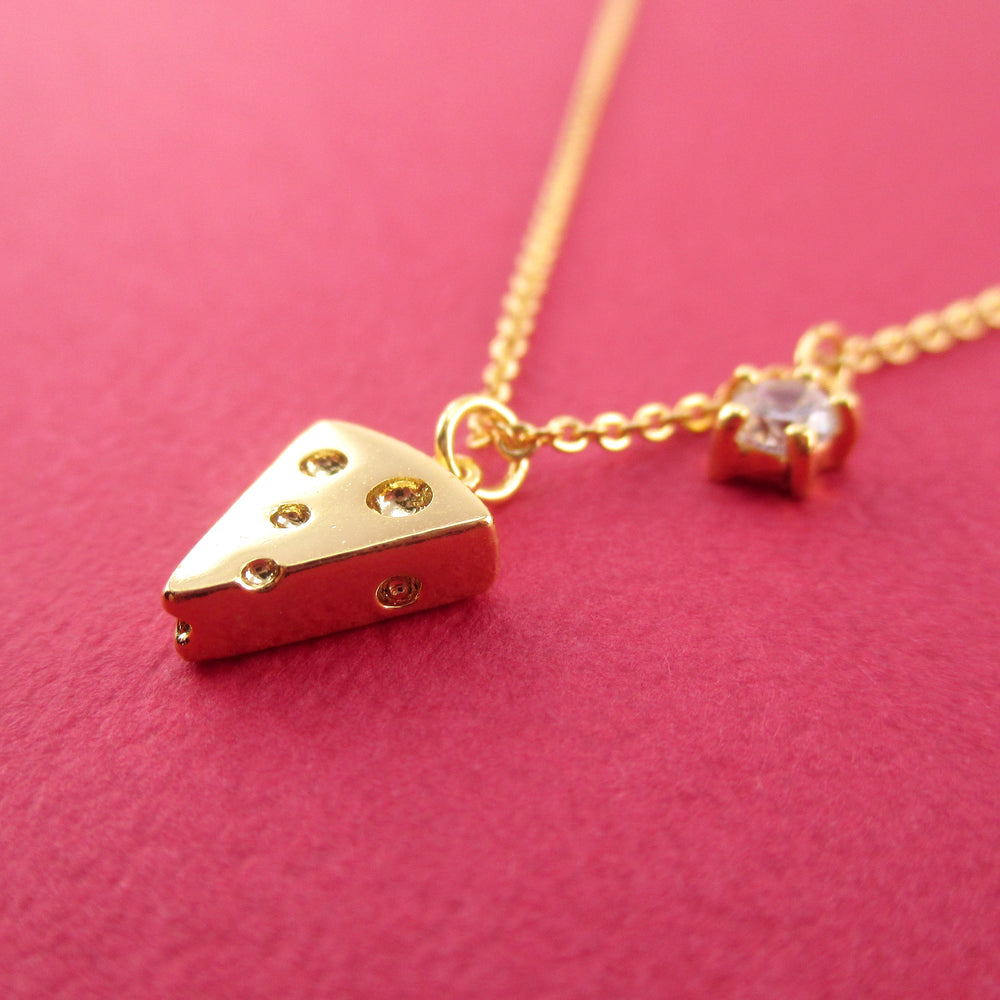 You've Got to Brie Kidding Me. Cheese Wedge Charm Necklace in Gold