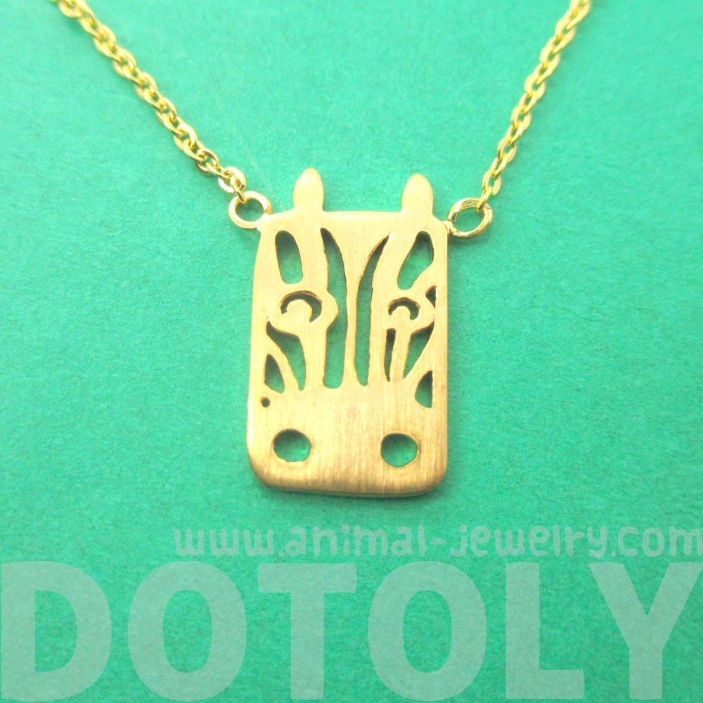 Zebra Face Cut Out Shaped Pendant Necklace in Gold | Animal Jewelry | DOTOLY