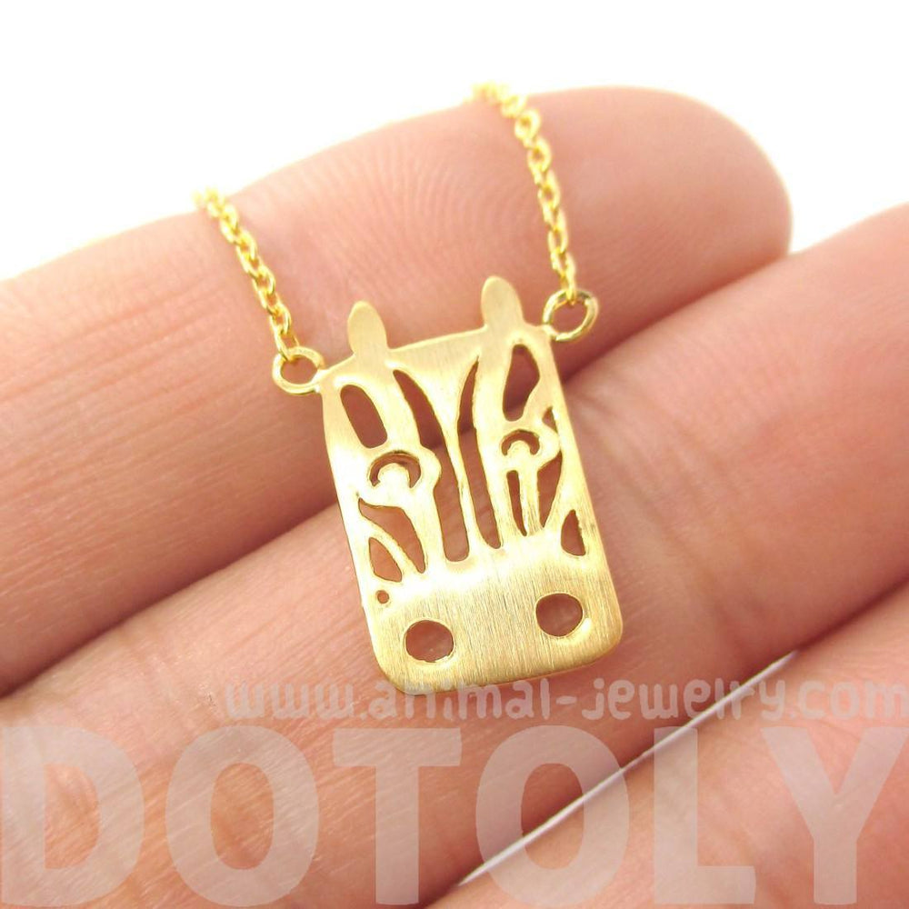 Zebra Face Cut Out Shaped Pendant Necklace in Gold | Animal Jewelry | DOTOLY