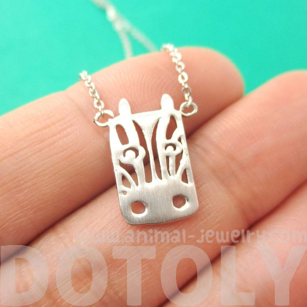 Zebra Face Cut Out Shaped Pendant Necklace in Silver | Animal Jewelry | DOTOLY