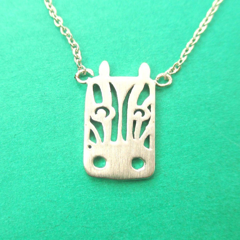 Zebra Face Cut Out Shaped Pendant Necklace in Silver | Animal Jewelry | DOTOLY