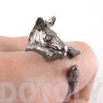 Zebra Shaped Animal Wrap Around Ring in Gunmetal Silver | US Sizes 4 to 9 | DOTOLY