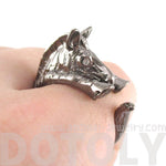 Zebra Shaped Animal Wrap Around Ring in Gunmetal Silver | US Sizes 4 to 9 | DOTOLY