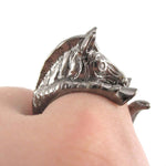 Zebra Shaped Animal Wrap Around Ring in Gunmetal Silver | US Sizes 4 to 9 | DOTOLY