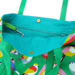 Green Alligator Birds Animal Print Large Utility Zip Closure Market Tote Bag